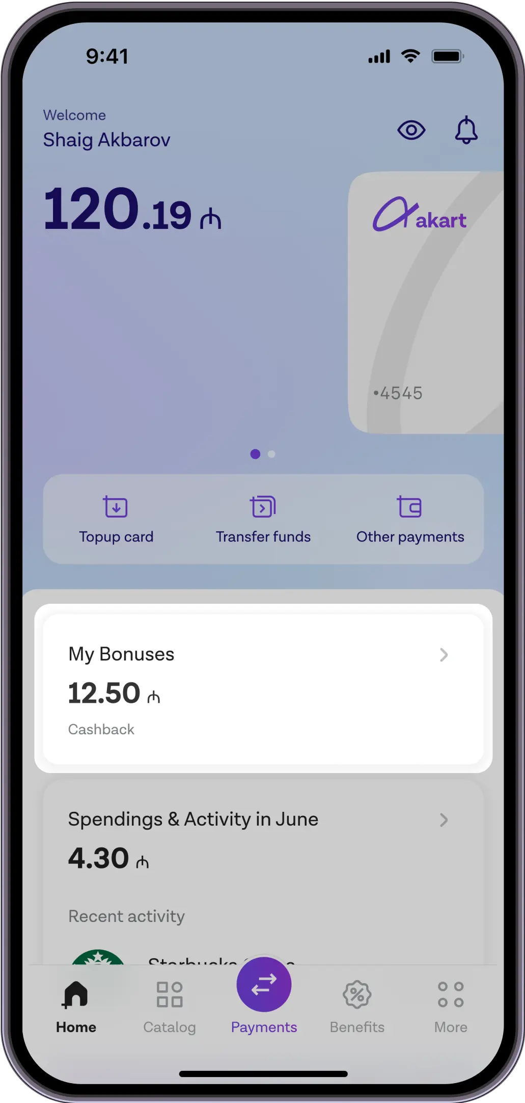 Go to “Benefits” tap “My Bonuses“ under “akart” tab
