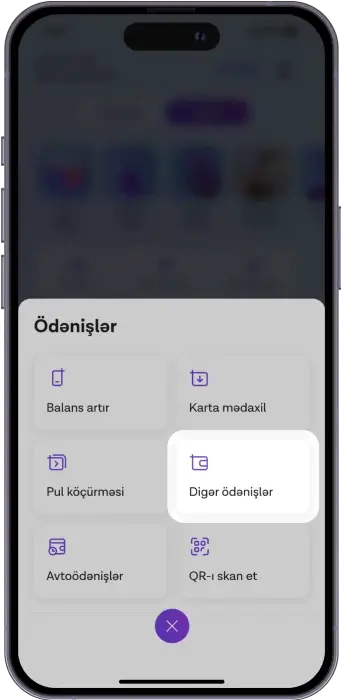 Ödənişlər-ə kliklə