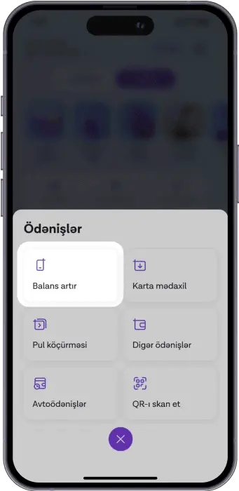 “Ödənişlər” düyməsinə kliklə