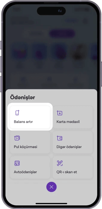 "Ödənişlər" düyməsinə kliklə